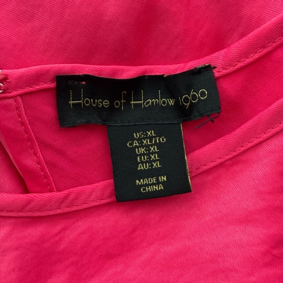 House of Harlow 1960 Hot Pink Satin Midi Dress Side Tie Size XL Valentine’s Day - Picture 4 of 6